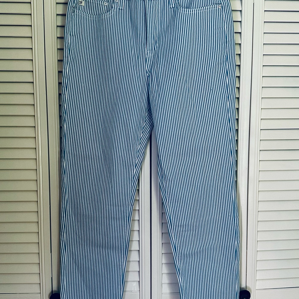 Blue and White Striped Pants